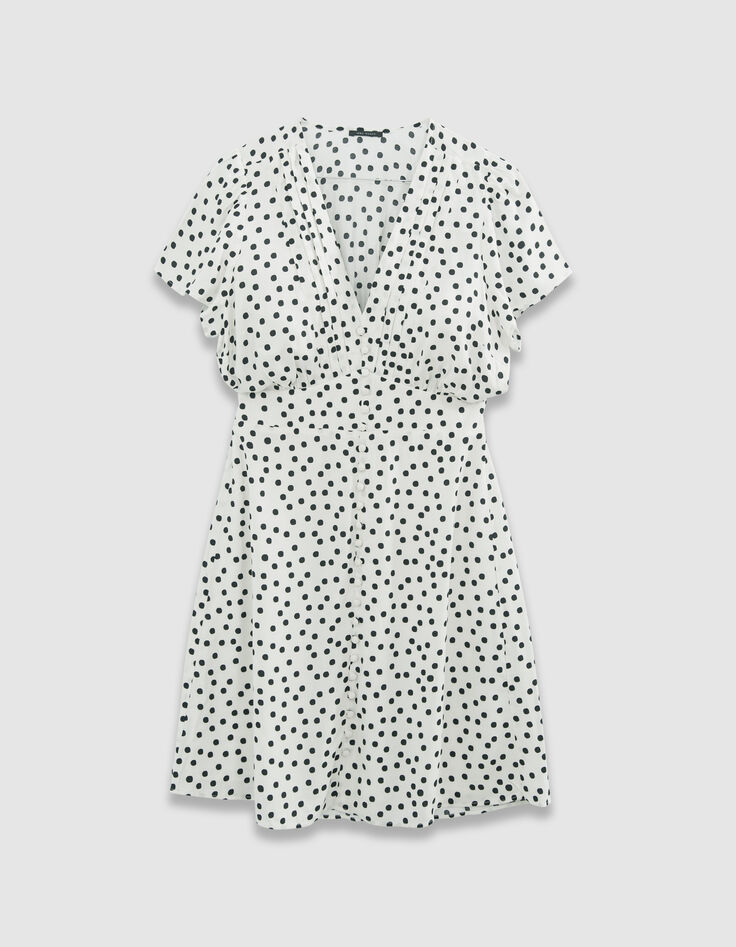 Robe blanche imprimé pois Femme-5