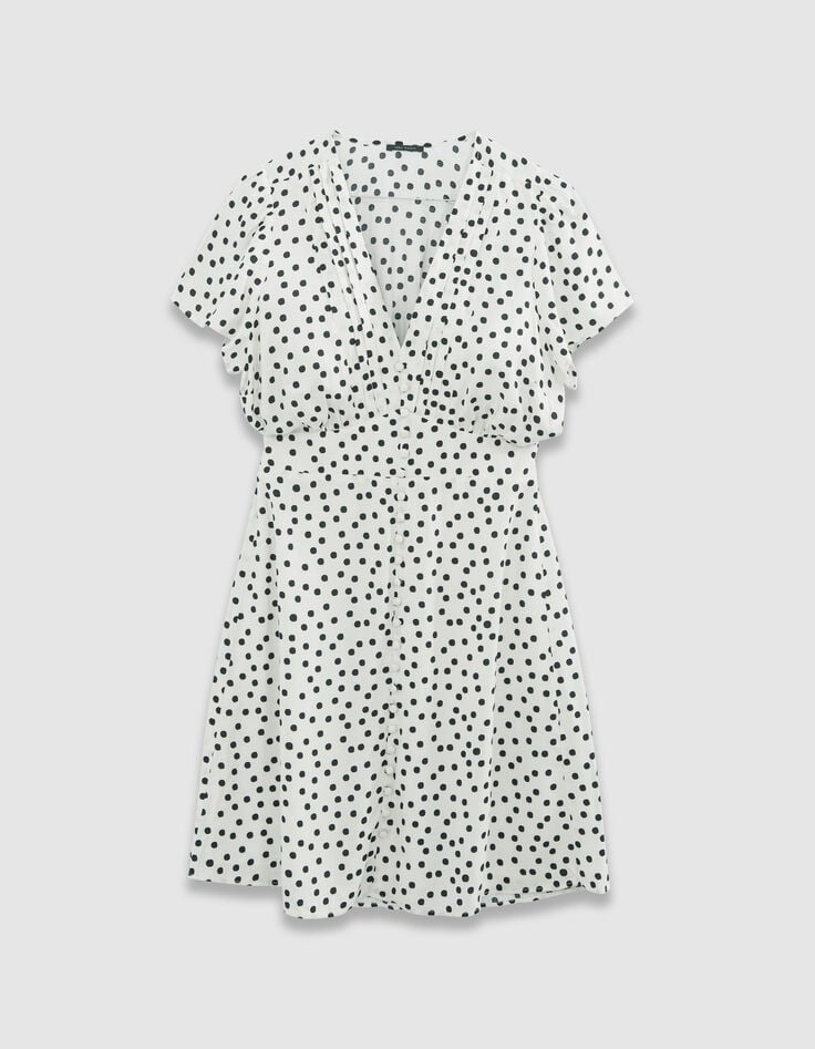 Robe blanche imprimé pois Femme-5 Robe blanche imprimé pois Femme-5