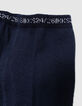 Marineblaue Mädchenstrumpfhose aus Strick Schleifen-3