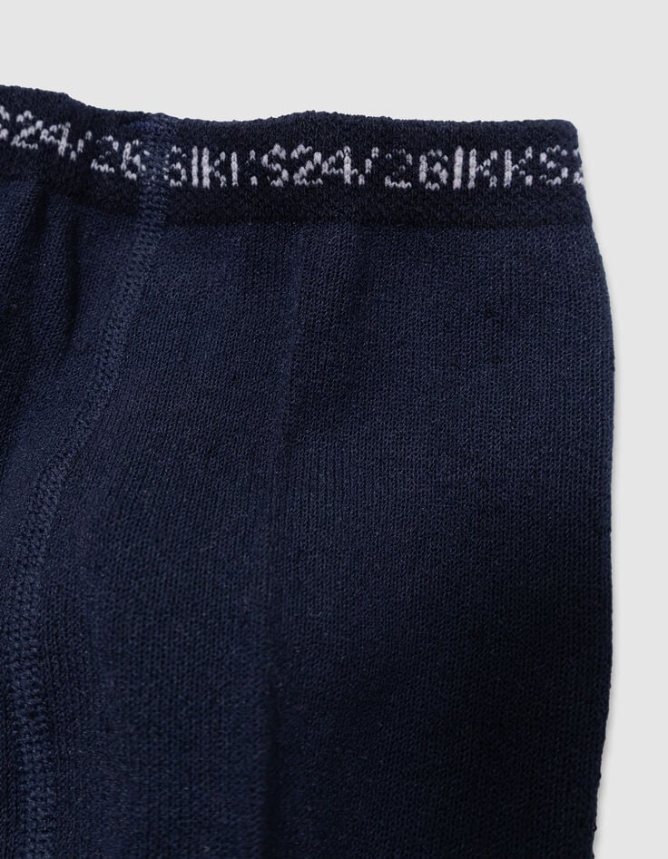 Leotardos azul marino punto jacquard lazos niña-3 Leotardos azul marino punto jacquard lazos niña-3