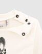 T-shirt écru coton bio visuel chien bébé garçon-4