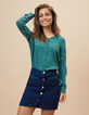I.Code duck green silk shirt with heart print -2