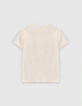 T-shirt écru coton bio tête de léopard garçon-3