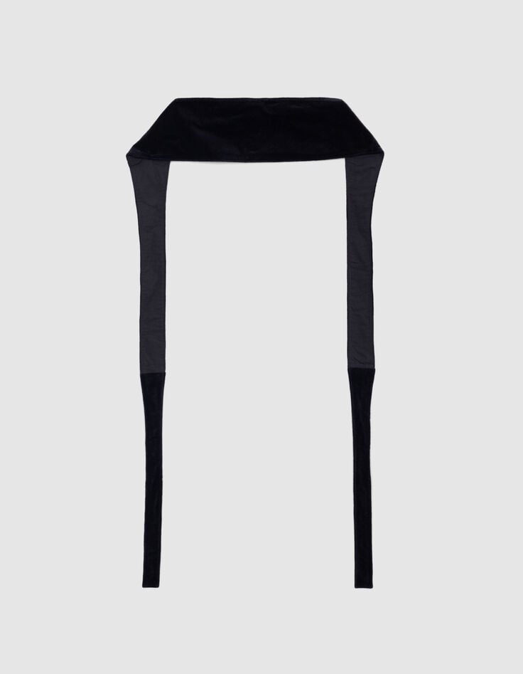 Schwarzer Gürtel mit Krawatte aus glattem Samt für Damen-2 Schwarzer Gürtel mit Krawatte aus glattem Samt für Damen-2