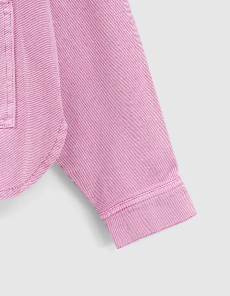 Girls&rsquo; violet denim cropped overshirt jacket-3