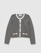 Women’s navy openwork knit sailor-stripe cardigan-5