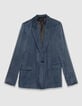 Women's navy blue satin suit jacket-6