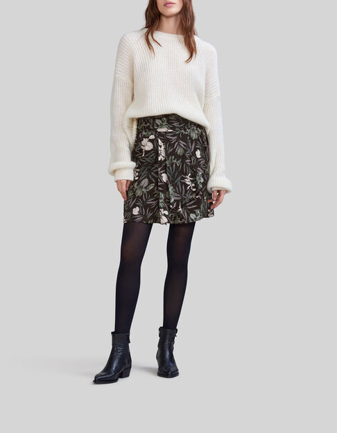 Korte zwarte rok LENZING™ ECOVERO™ orchideeprint Dames - IKKS