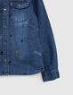 Camisa vaquera medium blue bordada niño -4