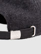 Anthracite wool cap with embroidered logo for men-7