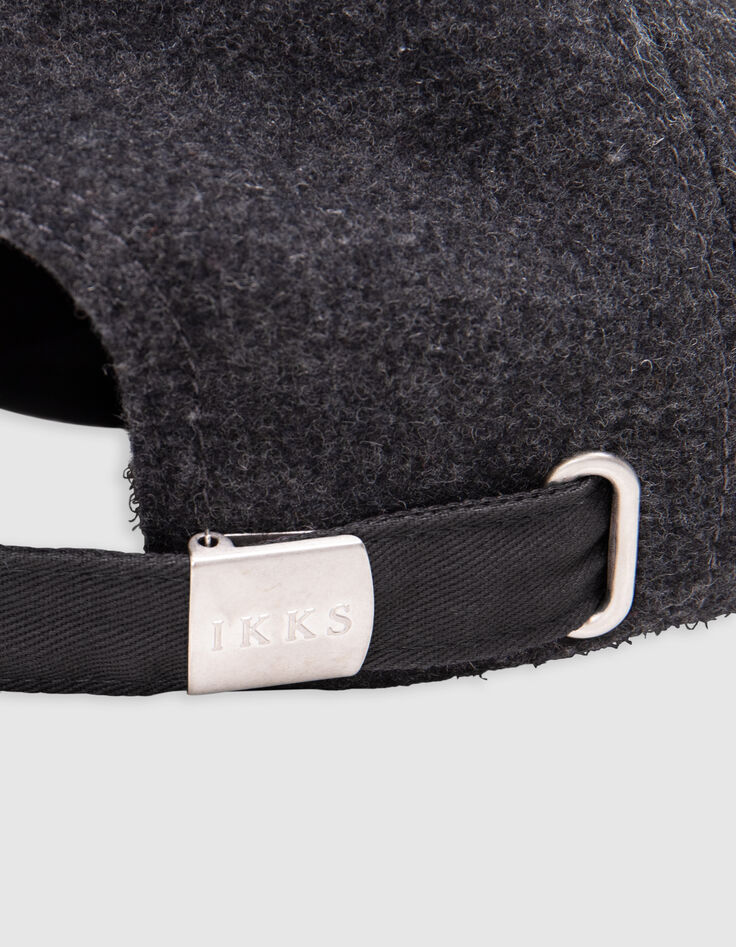 Anthracite wool cap with embroidered logo for men-7
