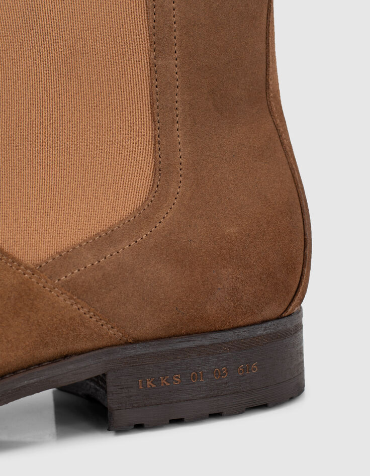 Tabakbraune Chelsea-Herrenstiefel aus Veloursleder-4