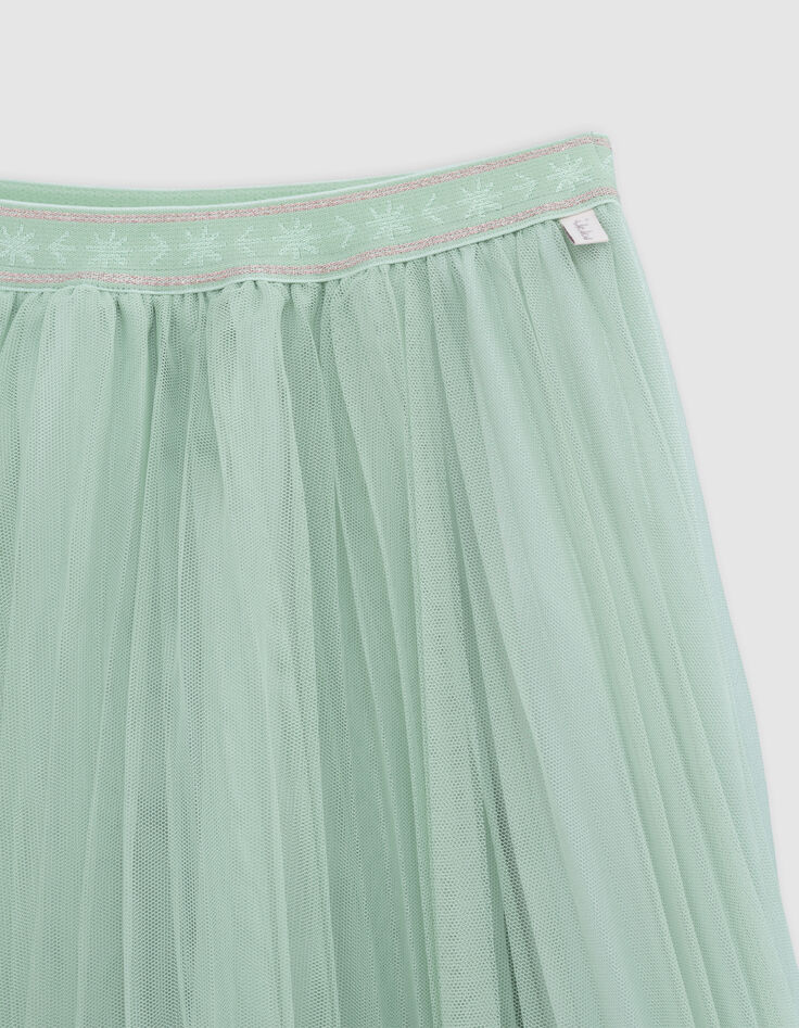 Jupe-tutu midi vert d'eau plissée asymétrique fille-3