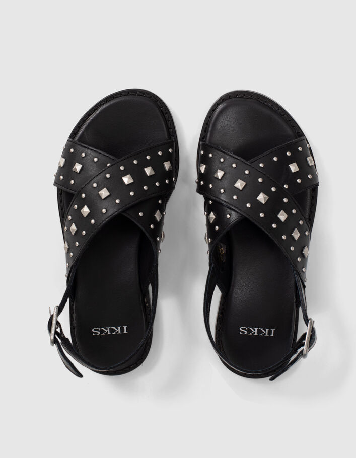 Girls’ black studded sandals