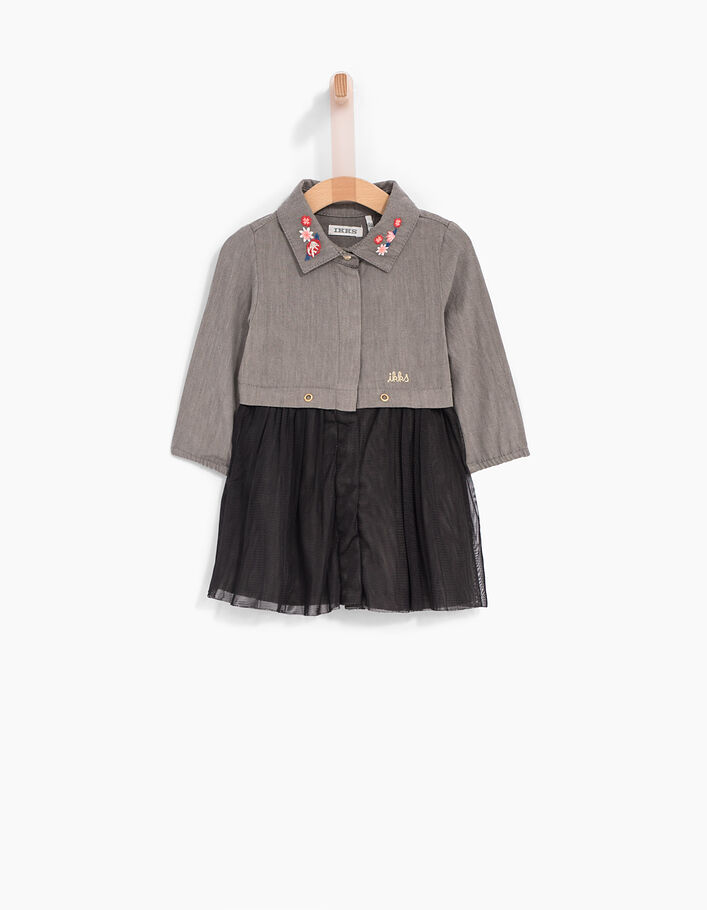 Robe-chemise grise avec tulle bébé fille - IKKS