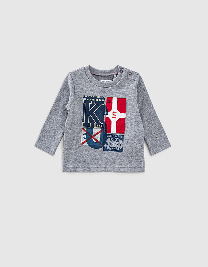 Camiseta gris oscuro con banderas bebé niño  - IKKS