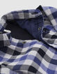 Camisa dark navy bimaterial cuadros bebé niño -6