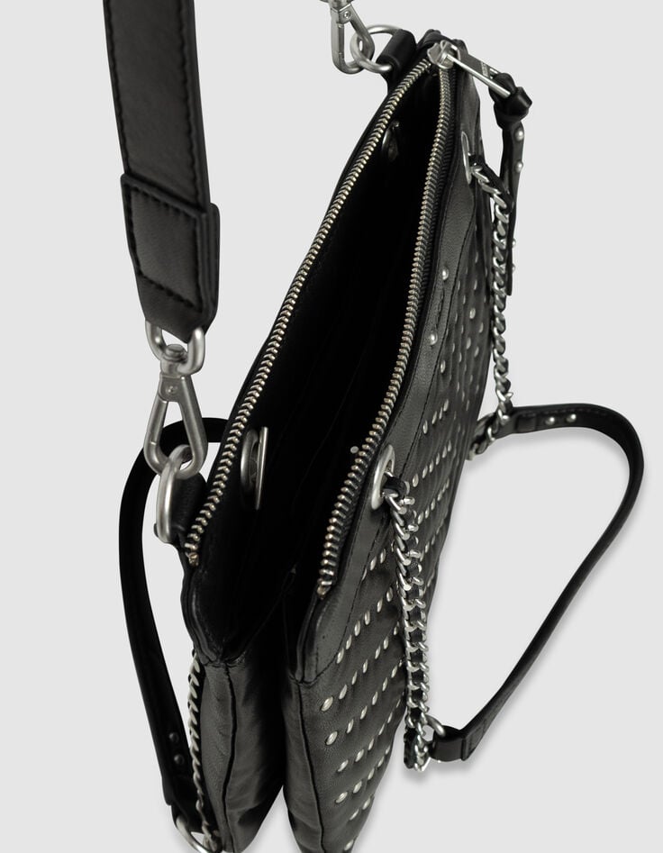 Women’s black quilted studded leather 1440 Reporter clutch-6 Women’s black quilted studded leather 1440 Reporter clutch-6
