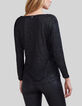 Zwart T-shirt in foil-linnen sieraadstuds dames-4