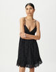 Women's black embroidery anglaise strapless dress-4