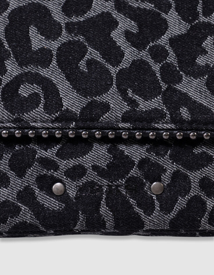 Sac à main noir imprimé léopard bordure microbilles fille-6