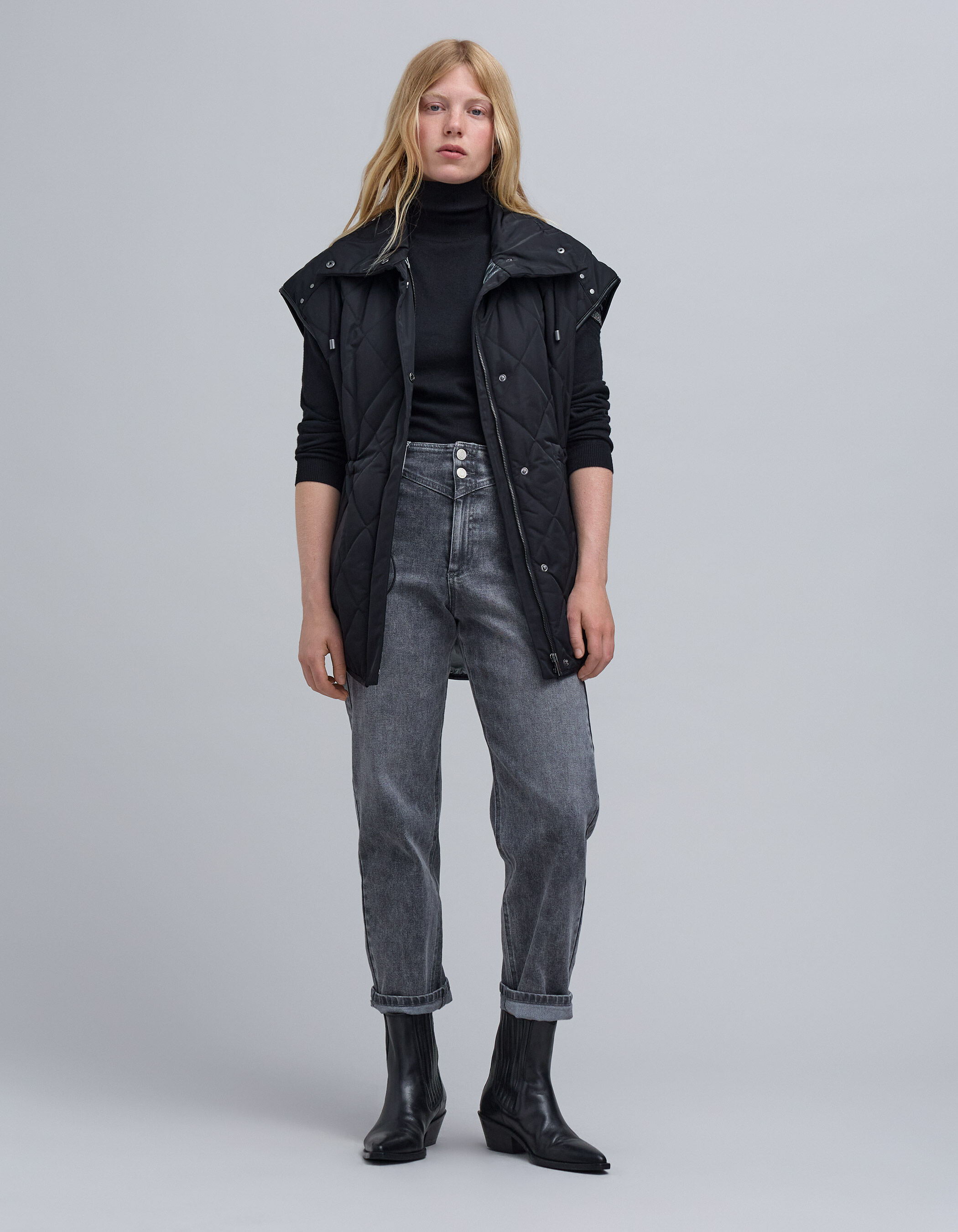 Sous doudoune noire oversize sans manches Femme IKKS