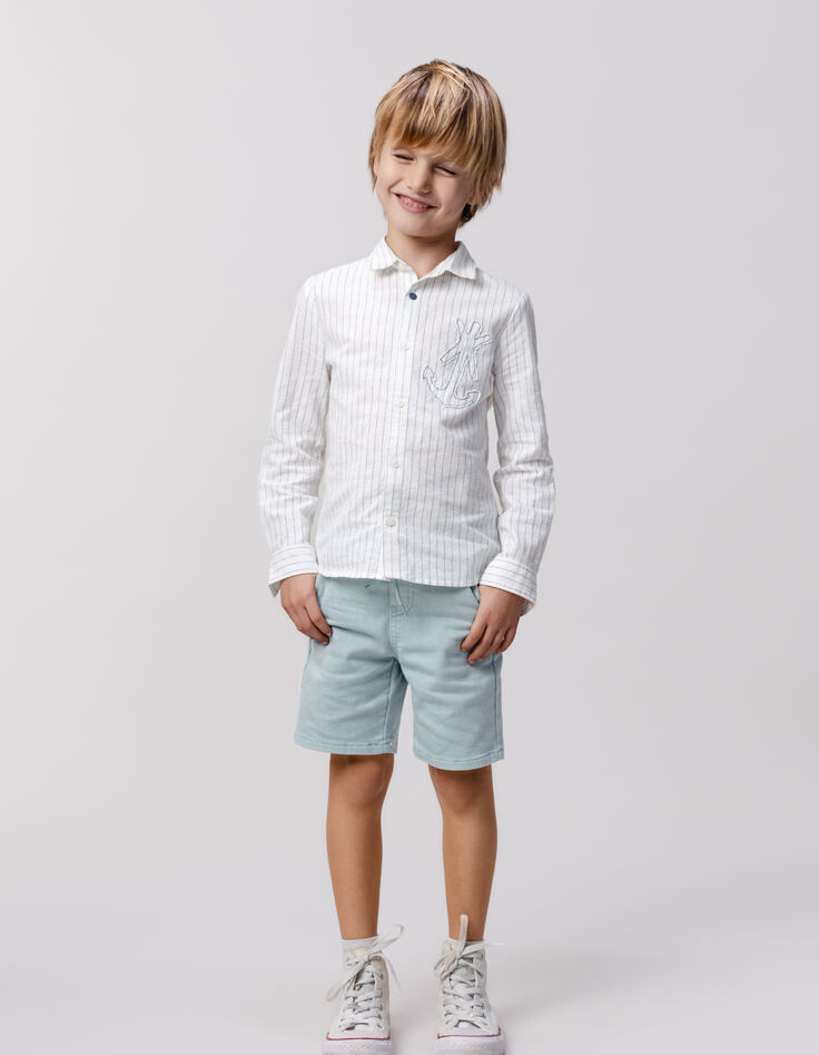 Chemise crème motifs rayures maxi ancre garçon-1