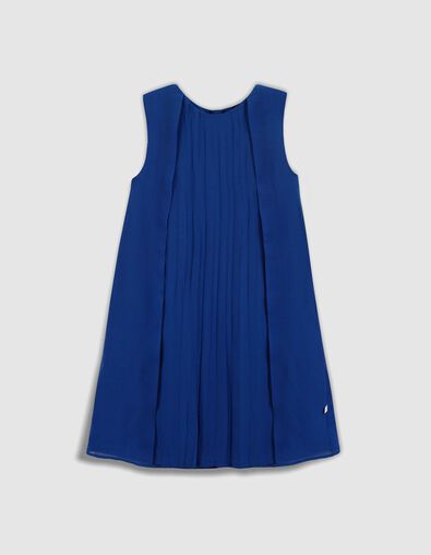 &Auml;rmelloses blaues Kleid mit Plissee f&uuml;r M&auml;dchen - IKKS