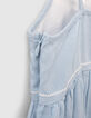 Robe bleu clair LENZING™ LYOCELL™  brodée à bretelles fille-5