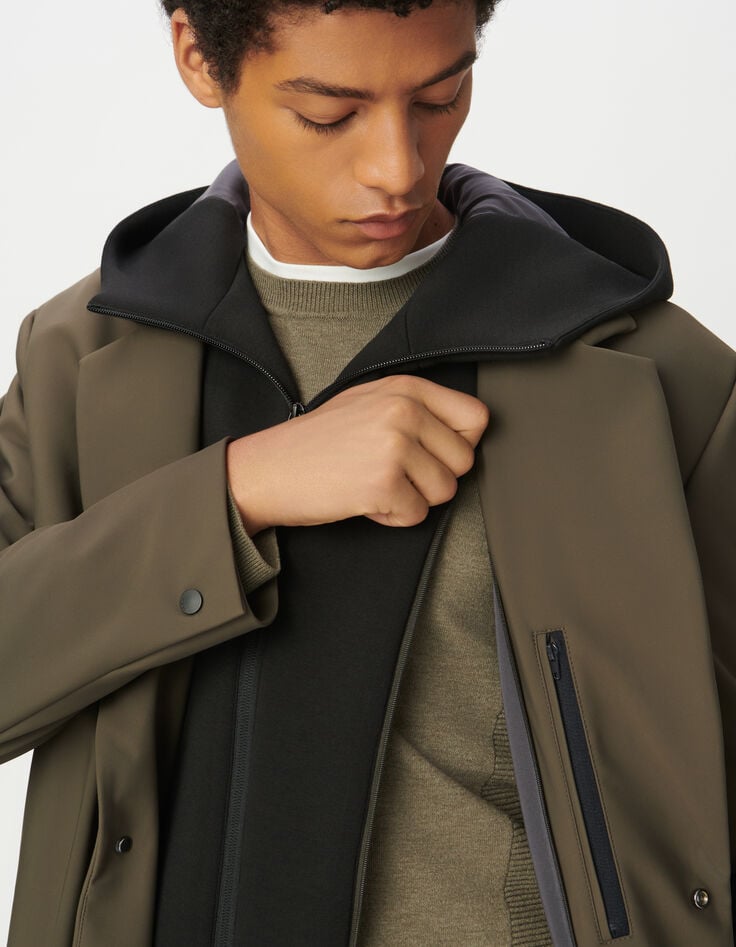 Parka beige pieza negra extraíble Easy Care hombre-5 Parka beige pieza negra extraíble Easy Care hombre-5