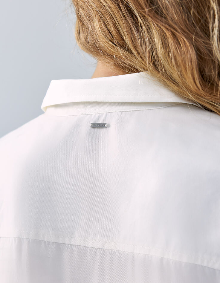 Women’s off-white satin-look shirt to tie in front-4