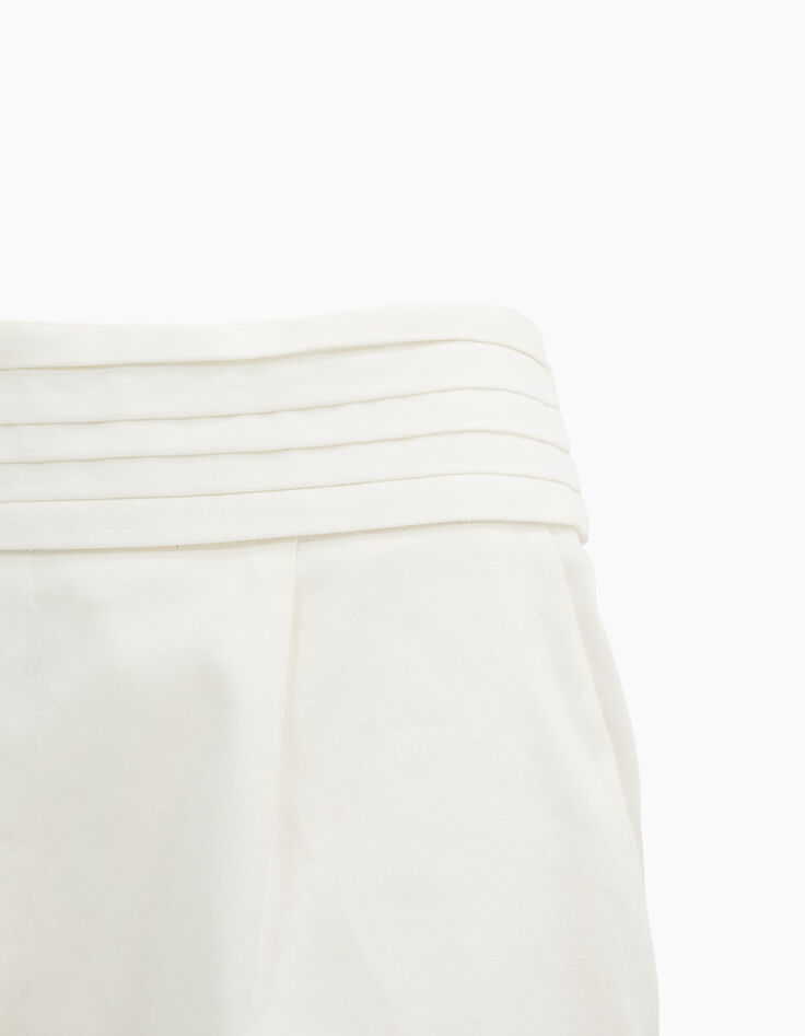 Short blanco roto talle alto de lino algodón mujer-4