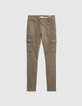 Pantalón cargo caqui de talle alto niña-2