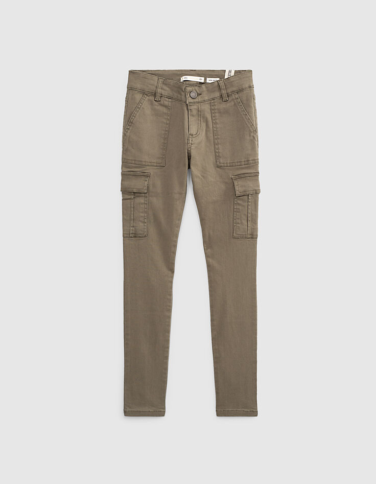 Pantalón cargo caqui de talle alto niña-2