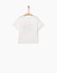 Cremeweißes Cropped Mädchen-T-Shirt mit Stickerei-4