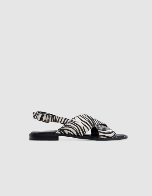 Flache Sandalen aus Segeltuch mit Zebramuster für Damen - IKKS