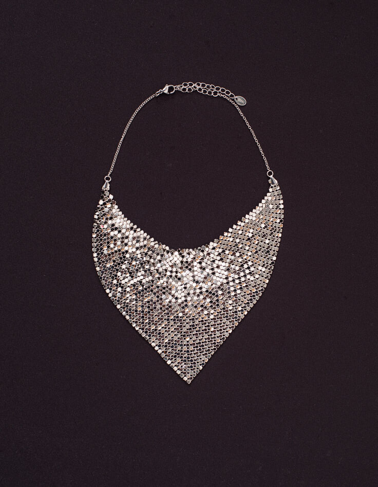 Women’s silver-toned mesh scarf necklace-4