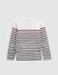 Tee-shirt marinière blanc cassé, rouge, noir garçon -4