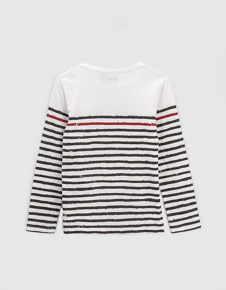 Tee-shirt marinière blanc cassé, rouge, noir garçon -4 Tee-shirt marinière blanc cassé, rouge, noir garçon -4