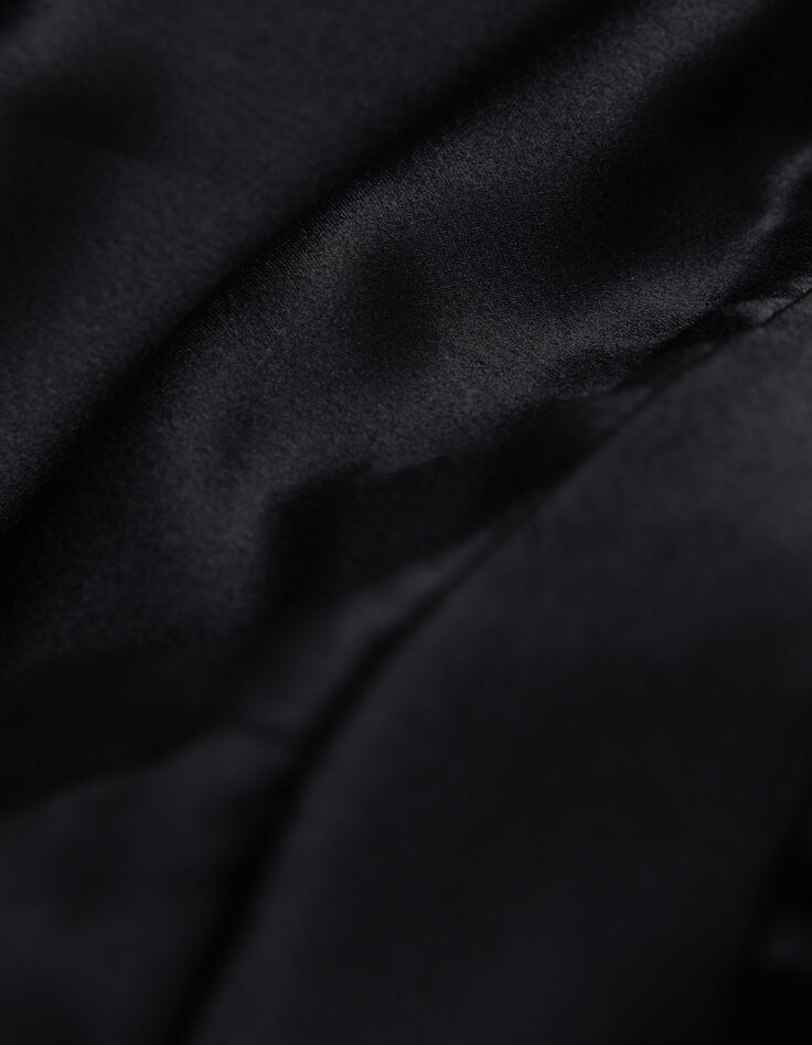Women's pleated black maxi dress with thin straps-6