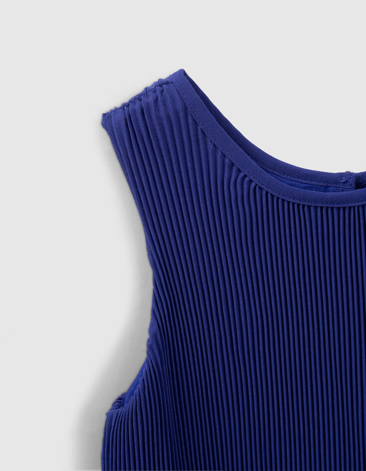 Camiseta de tirantes azul fluida plisada niña-4