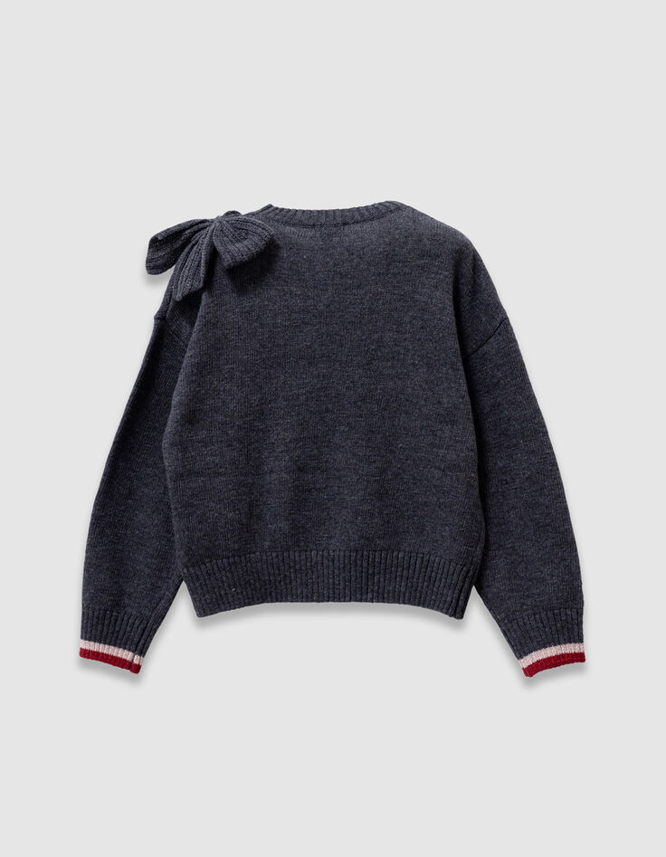 Jersey gris punto maxi lazo hombro niña-5