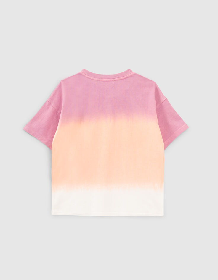 T-shirt blanc bio deep dye rose orange visuel vintage fille-2