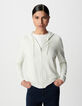 Women's white herringbone knitted cardigan with openwork back-2