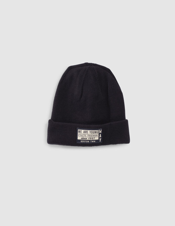 Boys’ navy knit beanie-1