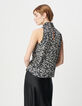 Schwarzes Top LENZING™ ECOVERO™ minimal Blumenprint Damen-3