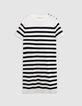 Robe marini&egrave;re tricot ray&eacute; noir et &eacute;cru Femme-5