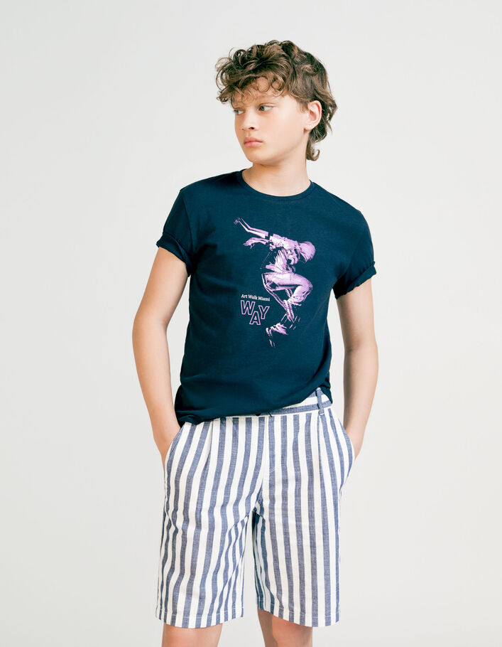 Trussardi Boys Nauta Linen Bermuda Shorts in Blue