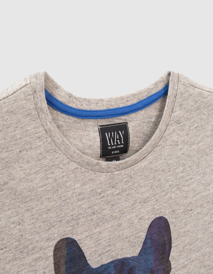 Grijs T-shirt opdruk buldog-sweater jongens - IKKS