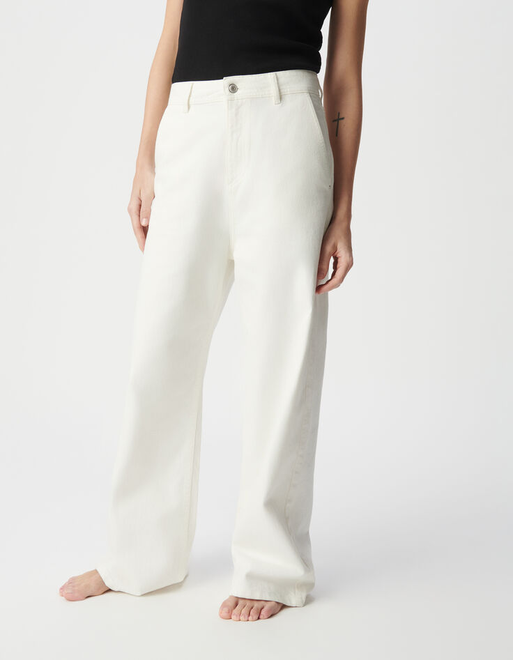 Women's off-white recycled cotton wide-leg jeans-2